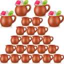 Gejoy Pack of 3oz Cantaritos De Barro Mexican Cups Mini Terracotta Clay Mugs with Handles Artisan Made Coffee Cocktail Tea Mugs for Tequila, Margaritas, Mojitos Drinks Souvenirs(24 Pcs,Classic)