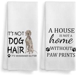 Weimaraner Dog Kitchen Towels and Dishcloths Set of 2 Gifts, Weimaraner Dish Towel, Dog Dish Towel Decorative Gifts for Weimaraners Lovers, Dogs Hand Towels, 1624 Inches