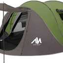 6 Person Easy Pop Up Tents for Camping - AYAMAYA Double Layer Waterproof Instant Tent with Vestibule & Porch, Large Size Family Tent Automatic Setup for 4-6 People Camping Hiking (Poles Included) (Army Green)