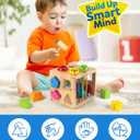 Coogam Wooden Montessori Toys for Toddlers, Shape Sorting Cube Fine Motor Skills Game for Year Old 18 Month+ Baby Boys Girls Gift
