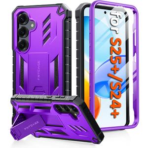FNTCASE for Samsung Galaxy S25-Plus Case: for Samsung S24-Plus Case Military Grade Drop Proof Protection Mobile Cover with Kickstand | Matte Rugged Shockproof Protective Sturdy Phone Case (Purple)