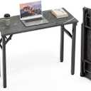 TEMI Small Computer Desk Folding Table - 35.8" Foldable Office Desk, No Assembly, Perfect for Small Spaces in Bedroom, or Apartment, Portable Mini Desk or Study Table Compact Design, Marble Greige
