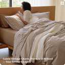 Bedsure Striped Duvet Cover Queen, 100% Washed Cotton Duvet Cover LinenLike, PureWoven with Reversible YarnDyed Design & DoubleStitch Craft, 3-Piece with Zipper, Stripes Light Brown, 90"x90"