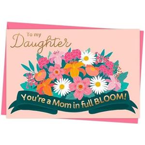 Honeyplum Mothers Day Card For Daughter With Envelope - Bright & Colorful Floral Design With Gold Foil Lettering - 4 x 6 Inches, Pack of 13