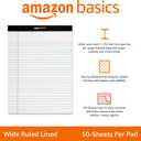 Amazon Basics Wide Ruled Lined Writing Note Pads for Office Supplies, 8.5" x 11.75", White, 12-Pack of 50 Perforated Sheets