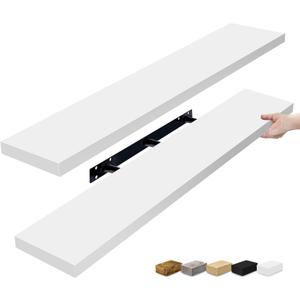 Sorbus Floating Shelves for Wall - 48 Inch Long Bathroom Shelves, Wall Decor for Bedroom, Kitchen, Living Room & Book Storage - Mounted Floating Shelf with Invisible Brackets (White, Pack of 2)