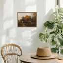 Floating Framed Canvas Wall Art Decor  Vintage Autumn by the Water Landscape Paintings Prints, Nature Countryside Pictures Wall Decor for Living Room Bedroom Office Decoration 8x10 inch