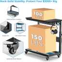 GreenForest Heavy Duty Computer Tower Stand with Wheels, Rolling PC Cart for Gaming, 5-Height Adjustable Full Tower PC Stand with Cable Management, Industrial Casters Home Office, Carbon Fiber Black, 28.1''L x 13.9''W x 29.5''H