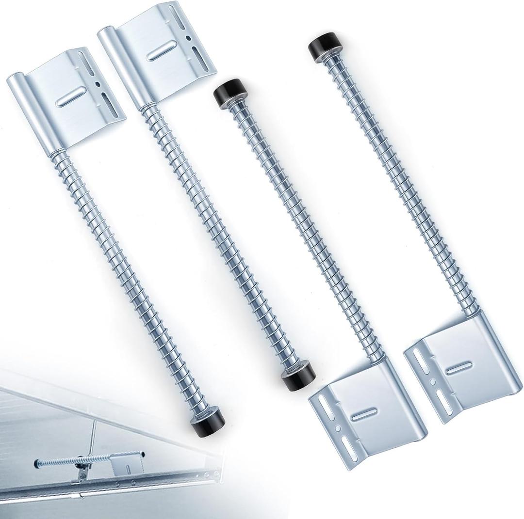 Blulu 2 Pairs 27 Inch Garage Door Plunger Bumper Spring Sets, Galvanize Carbon Steel Replacement Plunger Bumper Push Rod Buffer Spring, Left and Right Garage Door Opener Parts Hardware Tool, Silver