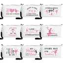 R HORSE 9Pcs Gymnastics Makeup Bag Inspirational Gifts for Women Girls, Ladies Canvas Cosmetic Toiletry Pouch Bag Organizer Christmas Birthday Gifts for Gymnastics Team Player Lover Friend