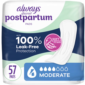 Always Discreet Postpartum Incontinence Pads, Moderate Absorbency, 57 Count