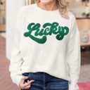 SELINK Women's Valentines Sweater Crew Neck XOXO Heart Print Casual Long Sleeve Pullover Tops Sweaters (White, M)