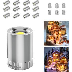12 Pack Mini Lights, Warm White Mini LED Spotlight, Small LED Lights for Crafts, Small Display Light Battery Powered, Wireless Dollhouse Light, Miniature Spotlights for Displays, Party,Wedding
