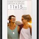 11x15 Black Wood Picture Frame with White Mat | 13x17 Frame Matted to 11x15 | Display Your Picture Under UV Acrylic Shatter Guard Front, with Foam Board Backing and Wall Hanging Hardware - Wood Frame