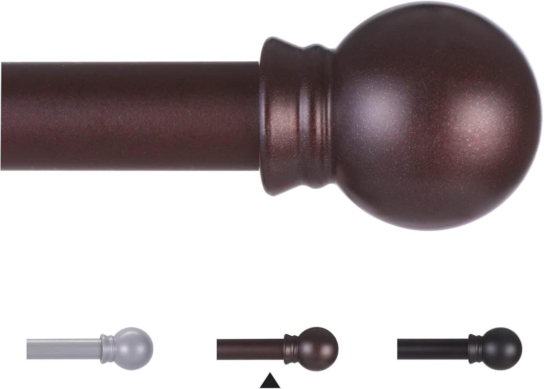 Thestoa Brown Curtain Rods for Windows 48 to 84-92 Inch, Stainless Steel Long Curtain Rods for Bedroom, Living Room, Kitchen, Farmhouse, Outdoor Brown