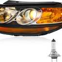 TODO Headlights Assembly Pair Compatible with 2007 2008 2009 2010 2011 2012 Hyundai Santa Fe 6 Pin Headlamp Replacement with Bulbs, Left Driver Side
