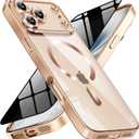 Magnetic for iPhone 17 Pro Case with Privacy Screen Protector & Full Camera Cover,[Non-Yellowing] Shockproof Clear Phone Case Compatible with MagSafe Women Girls for iPhone 17 Pro,Gold