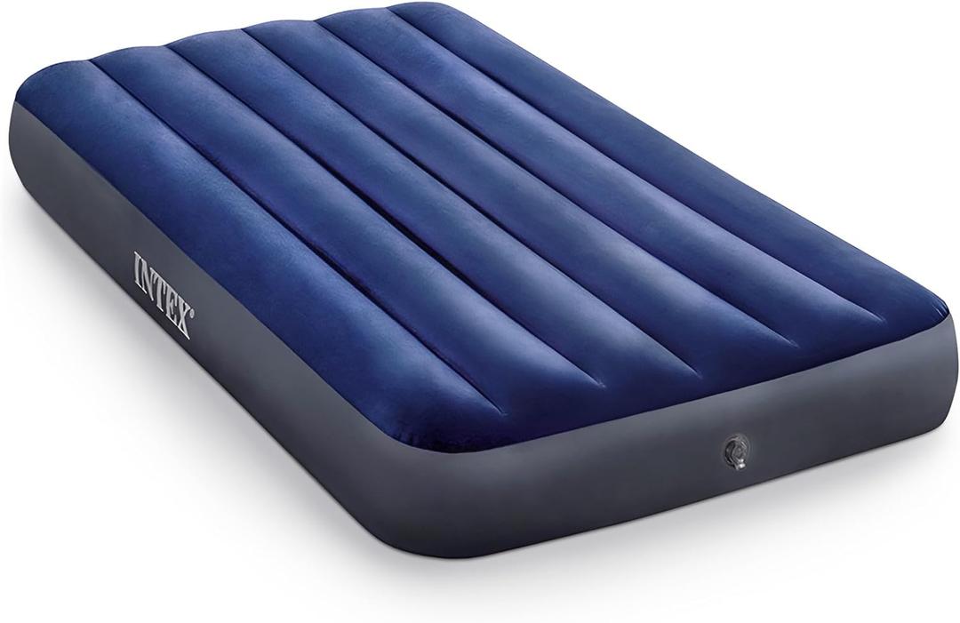 Intex 75 x 39 x 10 Inch Dura-Beam Fiber-Tech Vinyl Standard Downy Air Mattress with Plush Top and 2-in-1 Valve, Twin (Pump Not Included) (Blue)