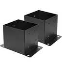6X 6 Post Base 2 PCS,Inner Size 5.6"x5.6"Deck Post Base,Heavy Duty Metal Black Powder Coated Post Brackets,for Pavilion Deck Railing Support Deck Base Plate, Support Bolt Down (2PCS) Pack 1