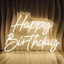 Happy Birthday Neon Sign For Backdrop Large Happy Birthday Light Up Sign Warm White 21.65"*14.96", Warm White-HappyBirthday-21.6"x14.9