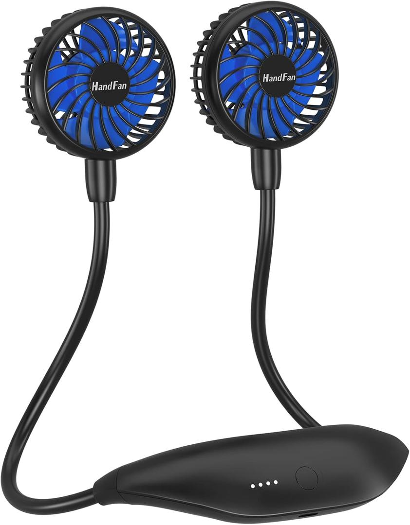 HandFan 5000mAh Portable Neck Fan, Necklace Fan Battery Operated Max 26hrs working, Wearable Fan Rechargeable 6 Speeds, Hands-Free Fan 360 Adjustable for Outdoor Activities Travel Office Home (Black)