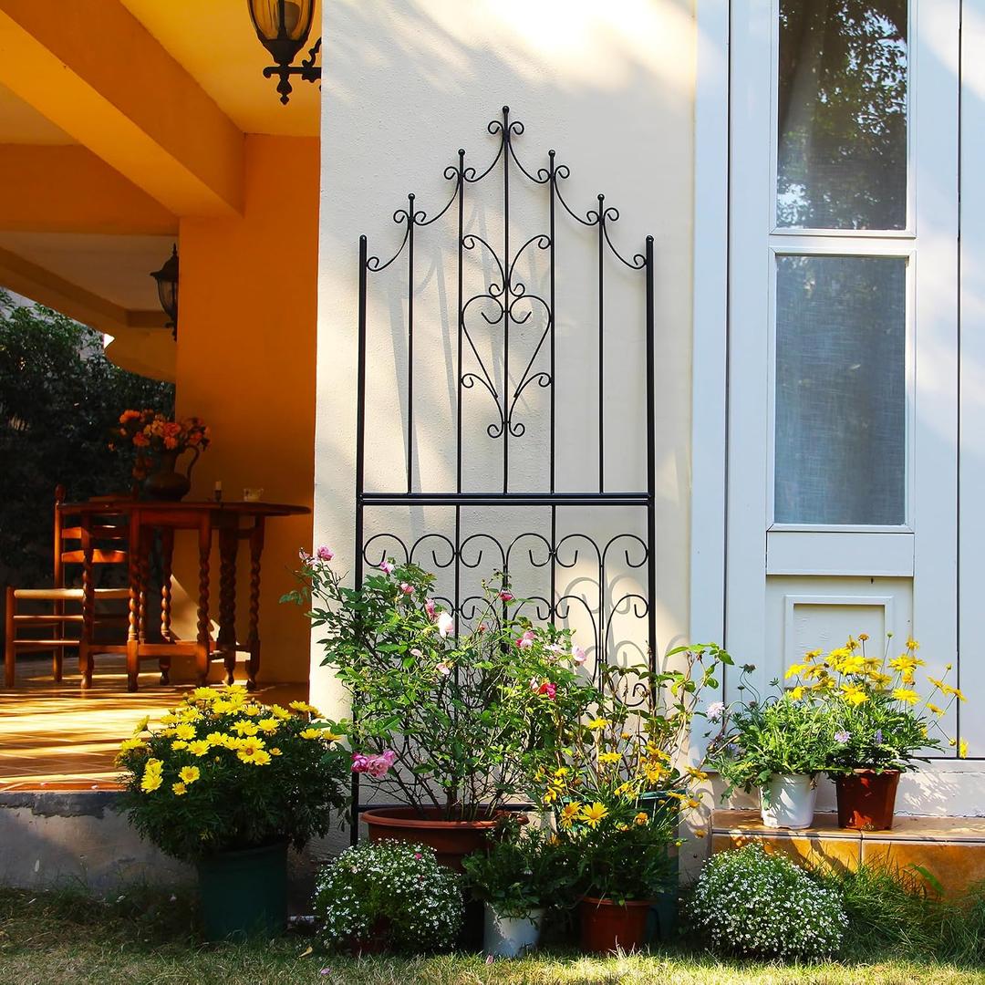 Garden Trellis for Climbing Plants 70.8" H x 25.6" W Metal Premium Quality Material Rust-Resistant Climbing Frame Stylish Garden Addition Outdoor Roses Vine Ivy Clematis Trellises Black, 70.8 inch-1 pack