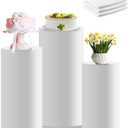 Cylinder Stand Covers for Party, Set of 3 Cylinder Pedestal Covers, Spandex Cylinders Stand Cover for Wedding or Birthday Event Decor - Only Contains Cylinders Cover