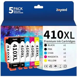 Zoyood Remanufactured Ink Cartridge Replacement for Epson 410 410XL T410 T410XL 410-I Ink Cartridges Combo Pack Work with Expression XP-530 XP-630 XP-635 XP-640 XP-830 XP-7100 Printer (5 Pack)