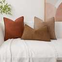 Kevin Textile Waterproof Decorative Pillow Covers Brown 18x18 Inch Pack of 2 Soft Boucle Textured Throw Pillowcases Elegant Accent Pillows for Couch Sofa Chair Bed Home Decor Indoor Outdoor