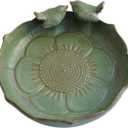 Moss Green 9.45 Inch Ceramic Heavy Duty Wild Bird Bath Bowl or Feeder for Outdoor Garden, Bowl Only
