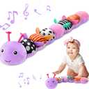 AWOTOY Baby Toys 0-6-12 Months,Musical Caterpillar Stuffed Animals Activity Infant Toys with Crinkle,Rattles,Muti-Teething Sensory Toy,Boy Girl Gifts for Newborn Tummy Time,Purple
