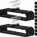 Velvet Pants Hangers 20 Pack,Premium Non Slip Velvet Hangers,Thin Space Saving Slim Clothes Hangers with 360 Swivel Hook,13.77inch (Black)
