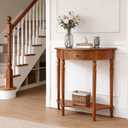 Half Moon Console Table Solid Wood Vintage Entryway Table with Storage Drawer Small Hallway Table for Entryway Half Round Foyer Tables Walnut Entry Way Tables For Entrance (Cherry, W-23.6")