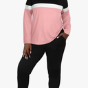 LovelyWholesale Womens Plus Size 2 Piece Sets Long Sleeve Top and Lounge Pants Tracksuit Pink XX-Large