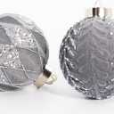 12PCS Velvet Glitter Christmas Ball Ornaments, 3.15 Inches Luxury Christmas Decorations, Elegance Modern Hanging Ornaments for Xmas Tree, Party, Wedding, Home Decor (Gray) (Grey)