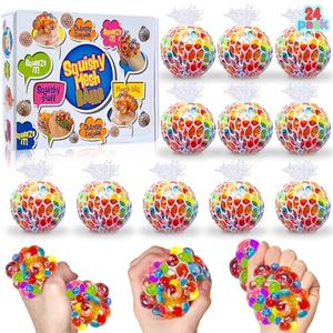 24 Pack Stress Balls Fidget Toys Easter Party Favors for Kids Adults School Class Birthday Gifts Squishy Toys,Easter Basket Stuffers Squeeze Balls Bulk and Fidget Balls to Relax,Goodie Bag Stuffers