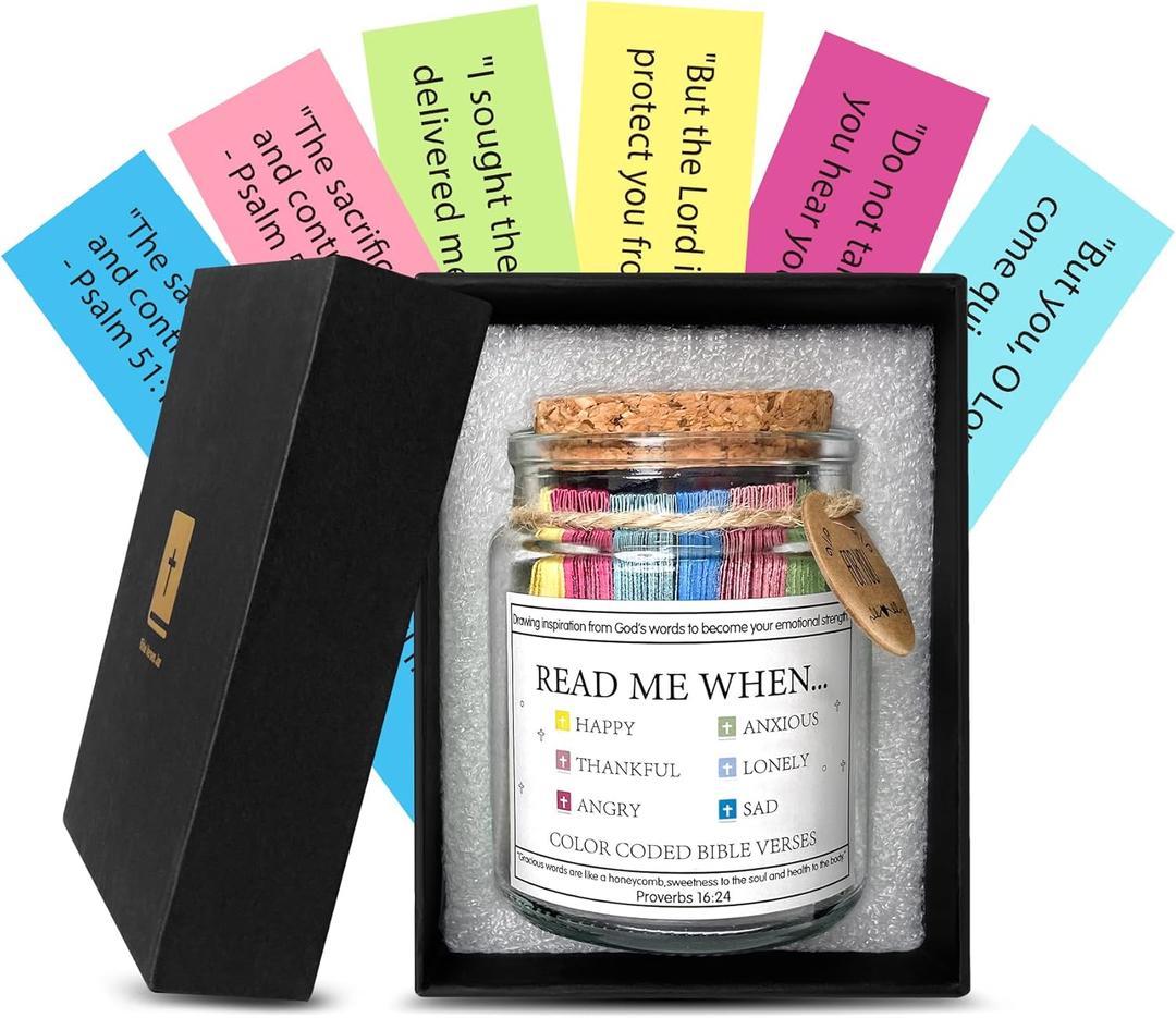 Bible Verse Jar, Read Me When Bible Verses Prayer Jar with Scriptures for Spiritual Encouragement - Inspirational Christian Religious Gifts for Women Men Birthdays Father's Day Gift