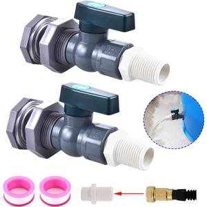 LUOFANT Rain Barrel Spigot Kit, 3/4 Inch PVC Rain Barrel Spigot with Bulkhead Fitting and Hose Faucet Adapter, Rain Barrel Diverter Kit for Water Tanks, Aquariums, Tubs, Pool, Garden Barrel, Pack of 2