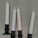 Window Candles with Dusk to Dawn Light Sensor, Battery Operated Candlesticks Long-Lasting 20+ Days, Flameless Taper Candles Flickering with Black Holders for Christmas Windows (4 Pack, 9 inch)