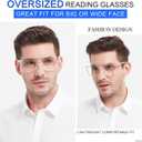 MARE AZZURO Oversized Square Reading Glasses Men Large Readers Big Face 1.00 1.25 1.50 1.75 2.00 2.25 2.50 2.75 3.00 3.50 4.00 5.00 6.00 (Transparent, 5.0)