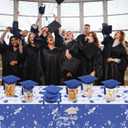 Mindsoft 24 Pcs 2026 Graduation Cap Decorations Mason Jar Lid with Tassels 4.2 Inch Grad Hat Large Mason Can Toppers for 2026 Graduation Party Supplies Table (Blue)