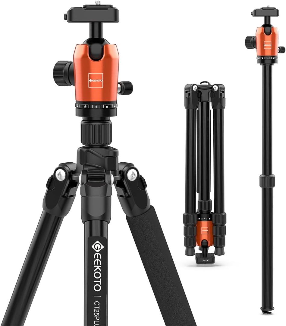 GEEKOTO Camera Tripod,Carbon Fiber Camera Tripod Monopod with 360 Degree Ball Head 1/4 inch Quick Shoe Plate Professional Tripod Load up to 26.5 pounds