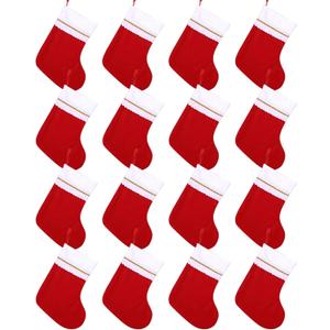 Cooraby 16 Pack Red Felt Christmas Stockings 9 Inches Xmas Fireplace Hanging Stockings Holiday Decorations Stockings for Christmas Decorations