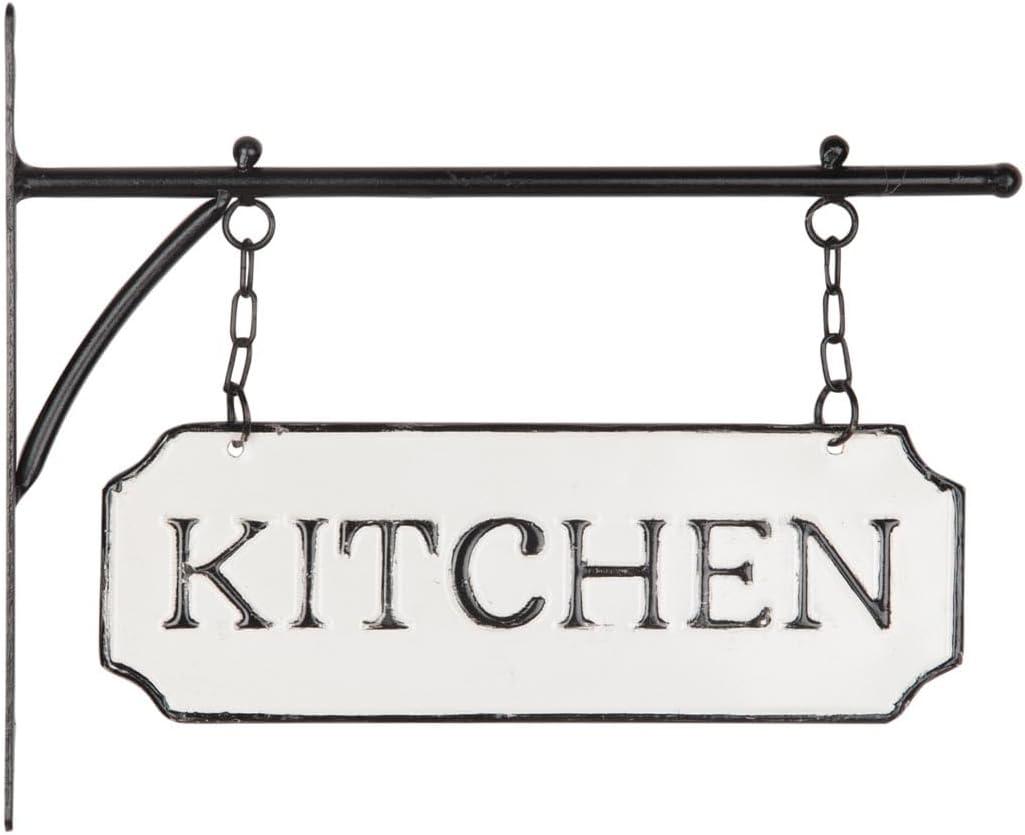 Foreside Home & Garden White and Black Enamel Kitchen Wall Sign on Metal Hanger Foreside Home & Garden White and Black Enamel Kitchen Wall Sign on Metal Hanger