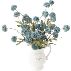 Floroom 6pcs Dusty Blue Faux Silk Mums Artificial Flowers, Bulk Fake Small Mini Chrysanthemums with Stems for DIY Slate Blue Wedding Centerpieces Floral Arrangements Vase Fillers Home Decorations