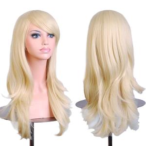 Light Blonde Wigs 28 Inches Blond Wig Long Wavy Blonde Wig Cosplay Costume Wigs Wig Cap Included