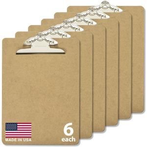 Officemate Recycled Wood Clipboards, 6 Inch Clip, 6 Pack Clipboards, Letter Size (9 x 12.5 Inches), Brown (83706)
