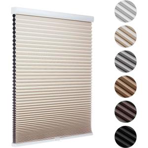 MYshade Blackout Cordless Cellular Shades Honeycomb Shade for Indoor Windows Room Darkening Blinds for Home Office Pull Down Window Shades Easy to Install 16 inch Wide, H36 Pleated Shade Beige