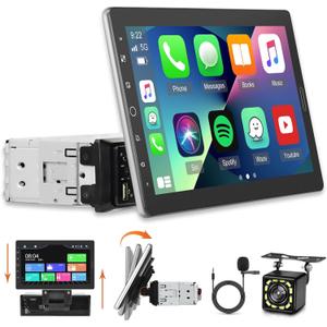 10.1 inch Single Din Car Stereo with CarPlay and Android Auto, 10 inch Touch Screen Radio with Mirror Link/1080P/EQ Audio/SWC/Bluetooth +Backup Camera+MIC 10.1 inch Single Din Car Stereo with CarPlay and Android Auto, 10 inch Touch Screen Radio with Mirror Link/1080P/EQ Audio/SWC/Bluetooth +Backup Camera+MIC