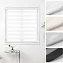 Cordless Zebra Blinds for Windows, 52" W x 72" H, White | Light Filtering Roller Window Shades, Dual Layers Zebra Shades, Cordless Safety Design, Free-Stop Pull Down, Modern Style